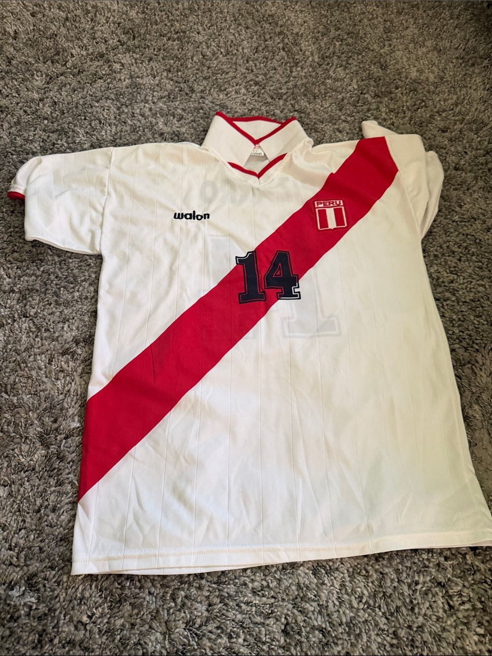 ALO Yoga White and Red Kids Soccer Jersey with Diagonal Sash